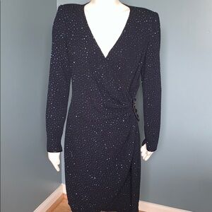 Morton Myles Vintage Blue Sparkle Wrap Dress 10